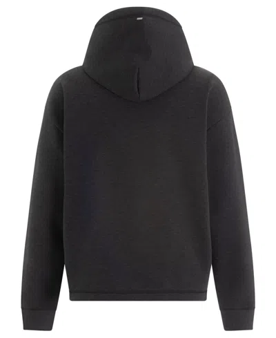 Hugo Boss Mens Medium Grey Branded Relaxed-fit Cotton-blend Hoody Xxl In Black