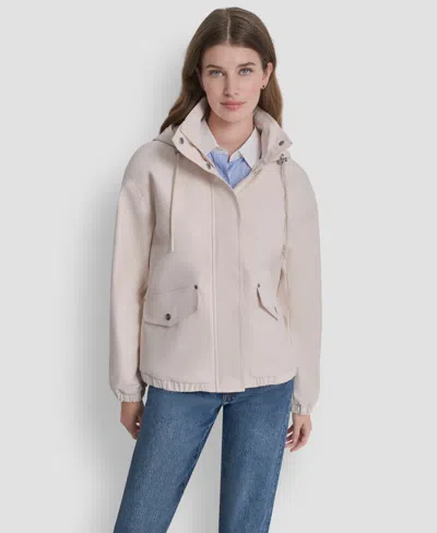 Dkny Short Rain Jacket In Neutral
