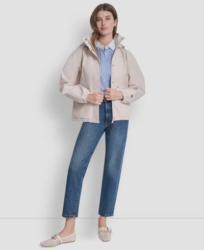 Dkny Short Rain Jacket In Neutral