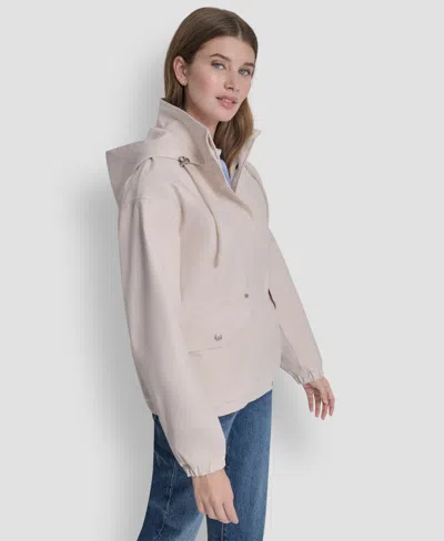 Dkny Short Rain Jacket In Neutral