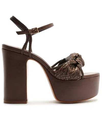 Schutz Kalina Ankle Strap Platform Sandal In Brown
