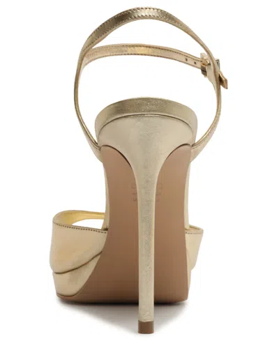 Schutz Scarlett Metallic Leather Platform Sandals In Gold