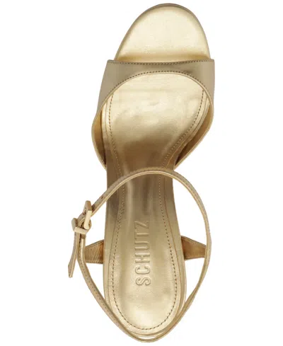 Schutz Scarlett Metallic Leather Platform Sandals In Gold