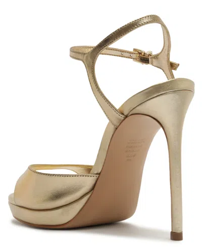 Schutz Scarlett Metallic Leather Platform Sandals In Gold