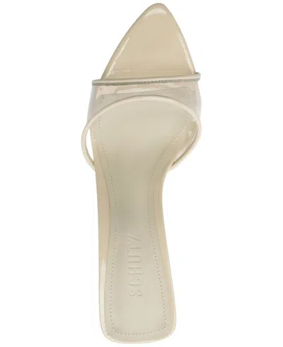 Schutz 75mm Elodie Vinyl Metallic Leather Mules In Silver