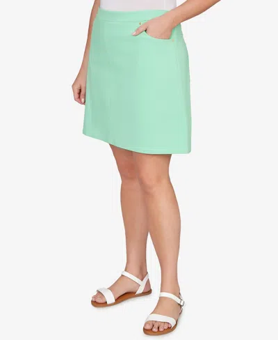 Hearts Of Palm Plus Size Solid Tech Stretch Pull On Skort In Green