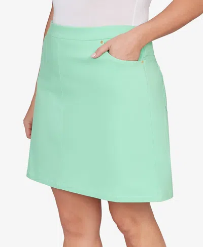 Hearts Of Palm Plus Size Solid Tech Stretch Pull On Skort In Green