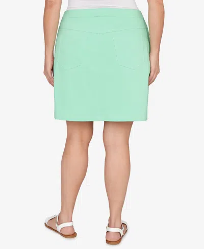 Hearts Of Palm Plus Size Solid Tech Stretch Pull On Skort In Green