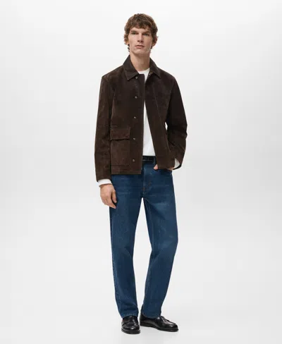 Mango Men's Suede Leather Jacket In Brown