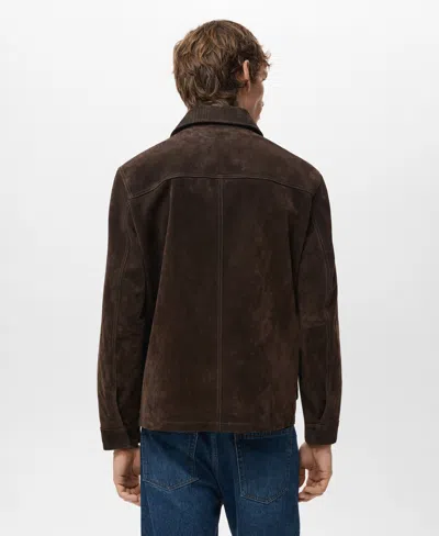 Mango Men's Suede Leather Jacket In Brown