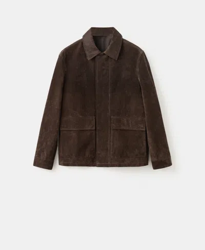 Mango Men's Suede Leather Jacket In Brown