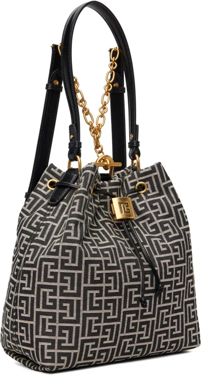 Balmain Black & Gray Pulse Monogram Jacquard Backpack