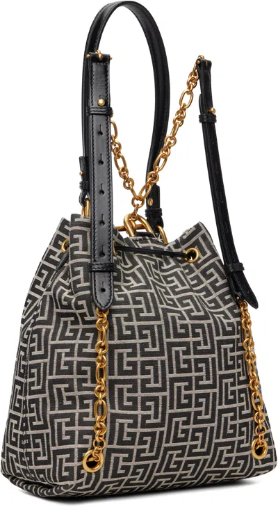 Balmain Black & Gray Pulse Monogram Jacquard Backpack