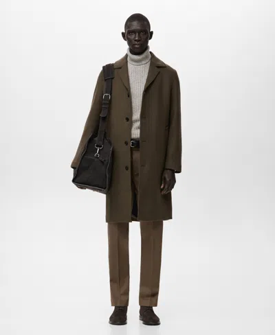 Mango Men's Classic Wool Blend Coat In Brown