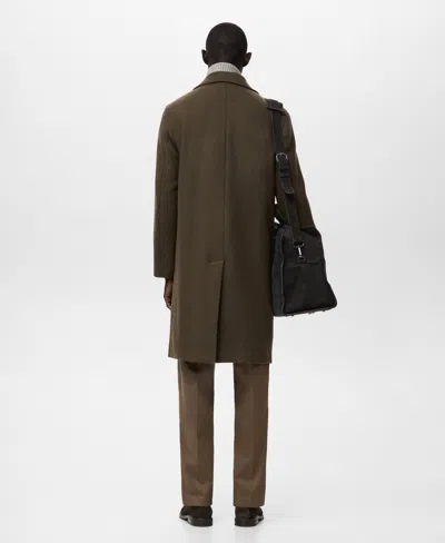 Mango Men's Classic Wool Blend Coat In Brown