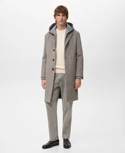 Mango Men's Herringbone Structure Wool Coat In Gray