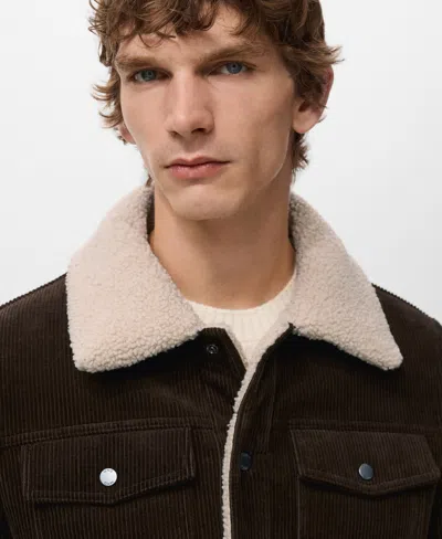 Mango Men's Shearling-effect Lining Corduroy Jacket In Brown