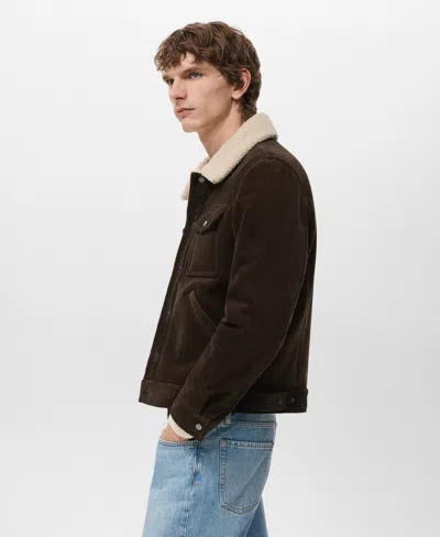 Mango Men's Shearling-effect Lining Corduroy Jacket In Brown