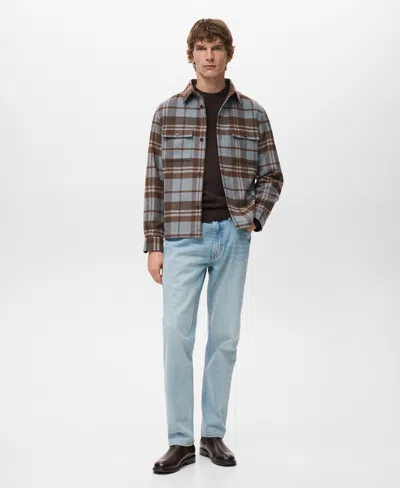 Mango Men's Pockets Check Overshirt In Orange