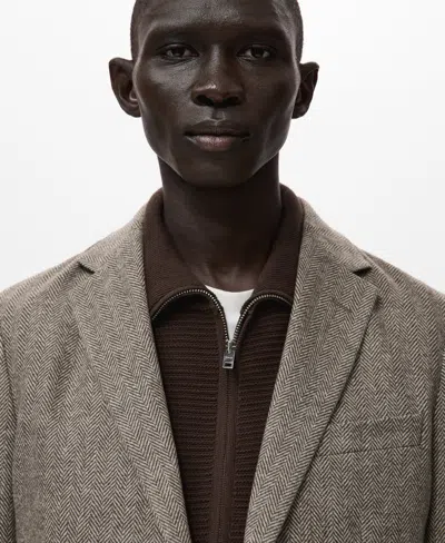 Mango Men's Slim Fit Wool Blend Blazer In Pattern