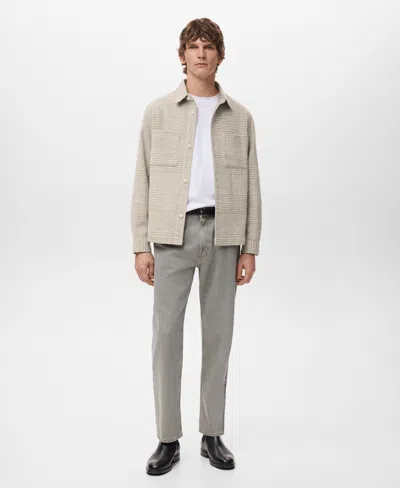 Mango Men's Check Wool-blend Overshirt In Gray