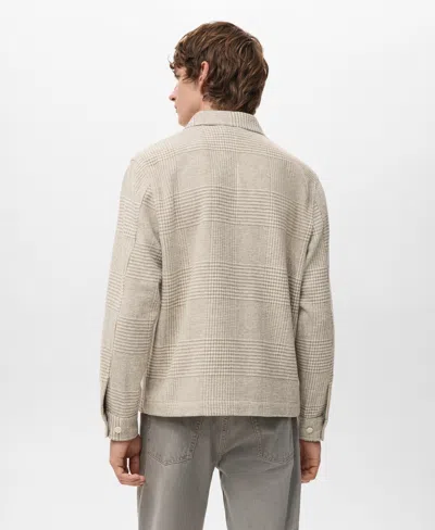 Mango Men's Check Wool-blend Overshirt In Gray