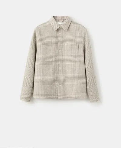 Mango Men's Check Wool-blend Overshirt In Gray
