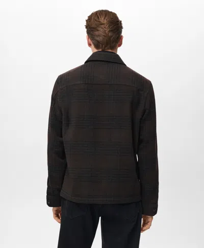 Mango Men's Check Wool-blend Overshirt In Brown