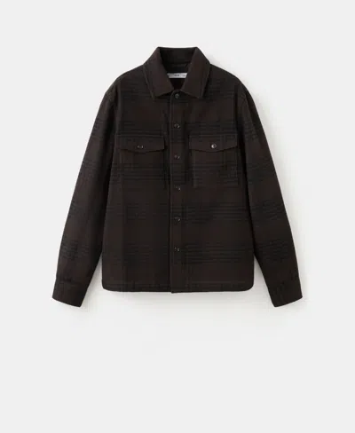 Mango Men's Check Wool-blend Overshirt In Brown