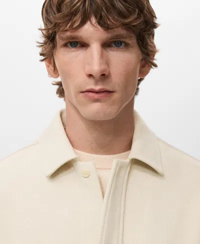 Mango Men's Buttons Wool Overshirt In Neutral