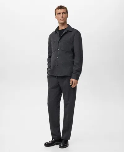 Mango Flannel Overshirt With Pockets In Gray