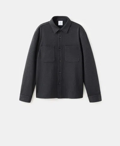 Mango Flannel Overshirt With Pockets In Gray