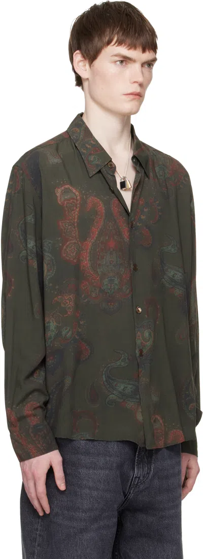 Our Legacy Casual Long Sleeve Shirt Paisley Pattern In Green