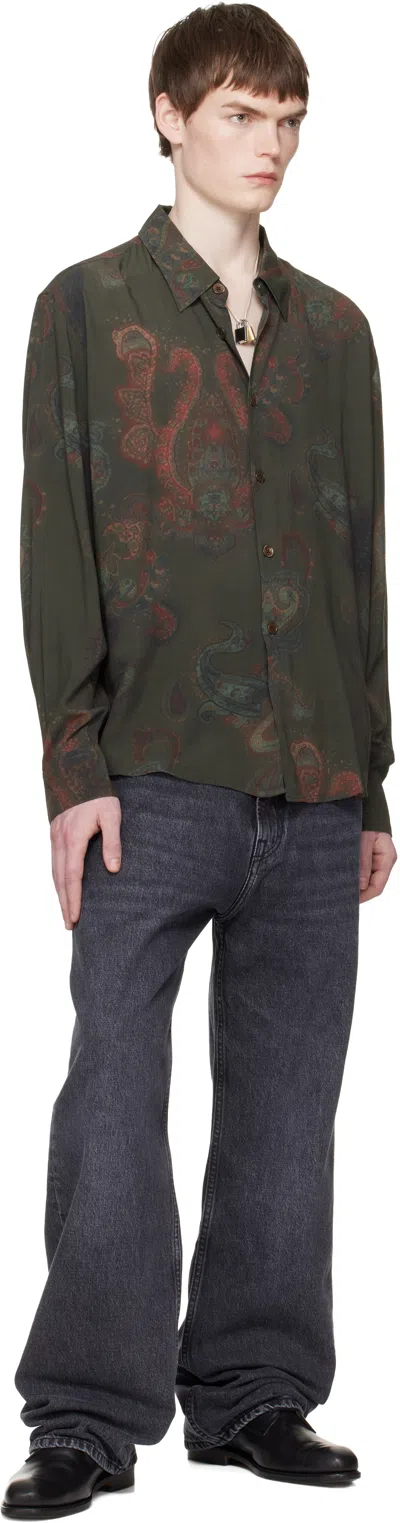 Our Legacy Casual Long Sleeve Shirt Paisley Pattern In Green