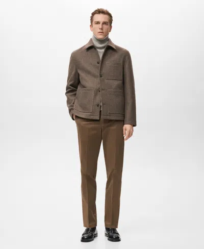Mango Men's Pockets Regular-fit Jacket In Brown