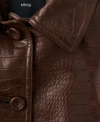 Mango Women's Croc-effect Bomber Jacket In Neutral