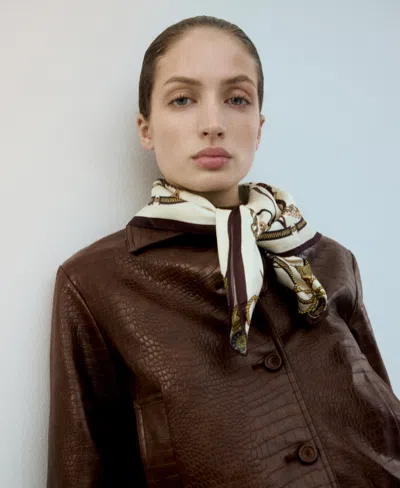 Mango Women's Croc-effect Bomber Jacket In Neutral
