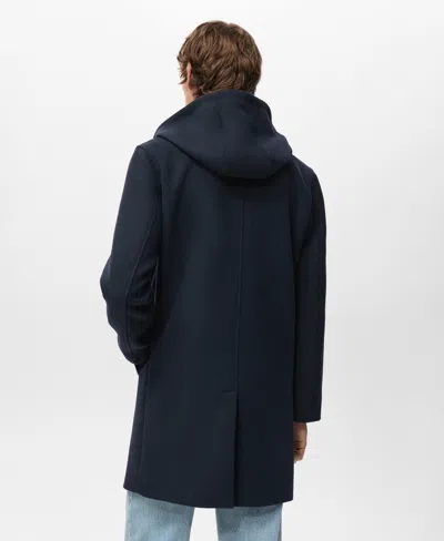 Mango Men's Detachable Inner Collar Wool Coat In Blue