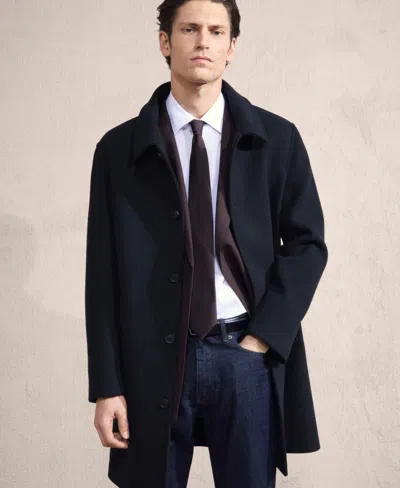 Mango Men's Detachable Inner Collar Wool Coat In Blue