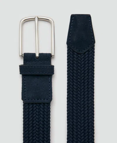 Mango Men's Braided Elastic Belt In Blue