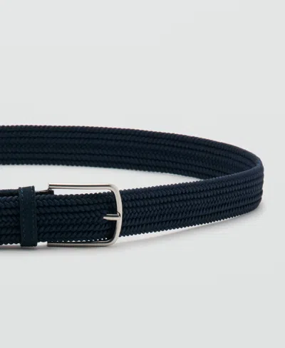 Mango Men's Braided Elastic Belt In Blue