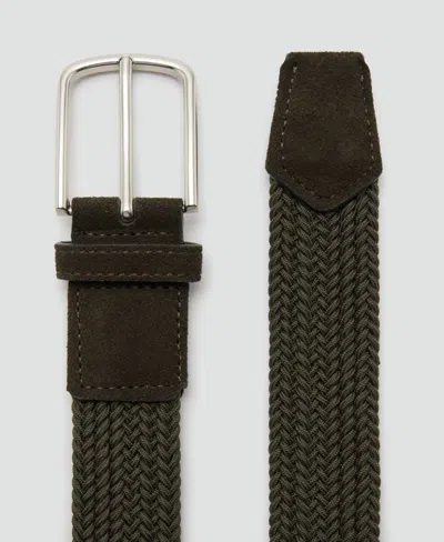 Mango Men's Braided Elastic Belt In Brown