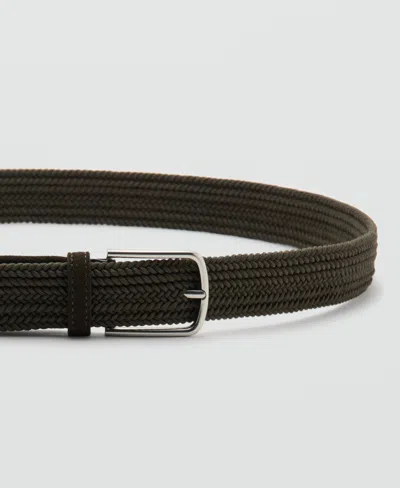 Mango Men's Braided Elastic Belt In Brown