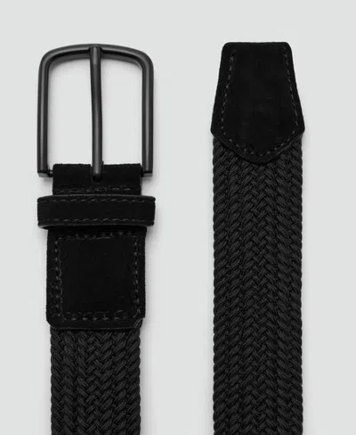 Mango Men's Braided Elastic Belt In Black