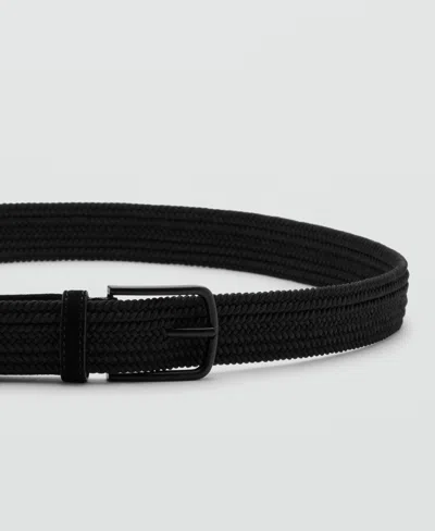 Mango Men's Braided Elastic Belt In Black