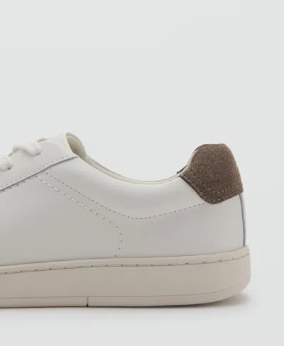 Mango Men's Contrasting Panel Leather Sneakers In White