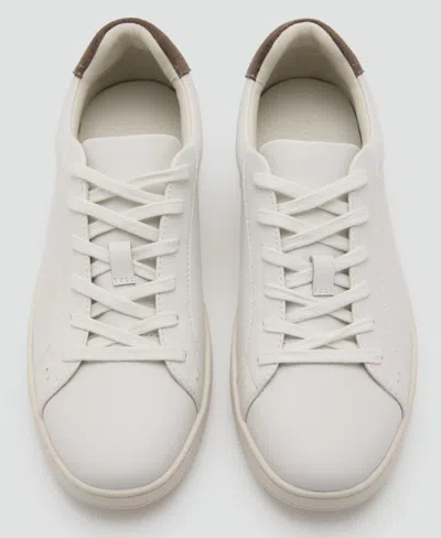 Mango Men's Contrasting Panel Leather Sneakers In White