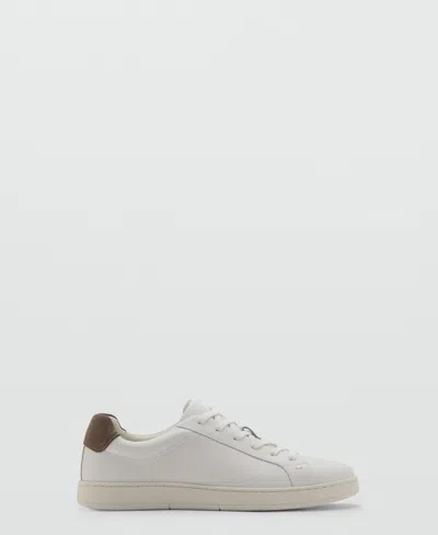 Mango Men's Contrasting Panel Leather Sneakers In White