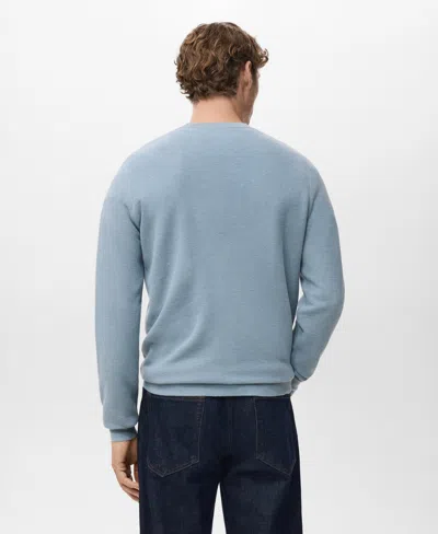 Mango Men's Microstructured Cotton Knitted Sweater In Blue