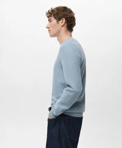 Mango Men's Microstructured Cotton Knitted Sweater In Blue